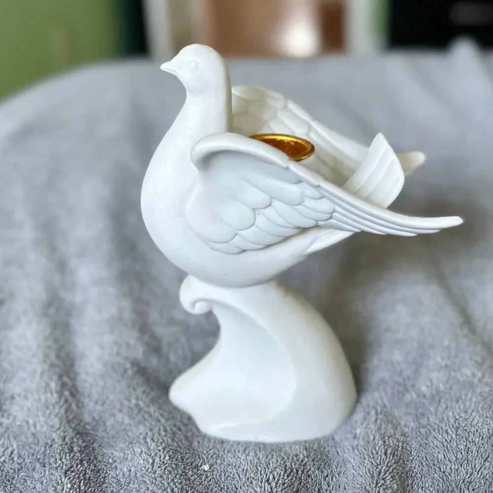 Ceramic VTG Dove Charming Candlestick Holder Home Accent